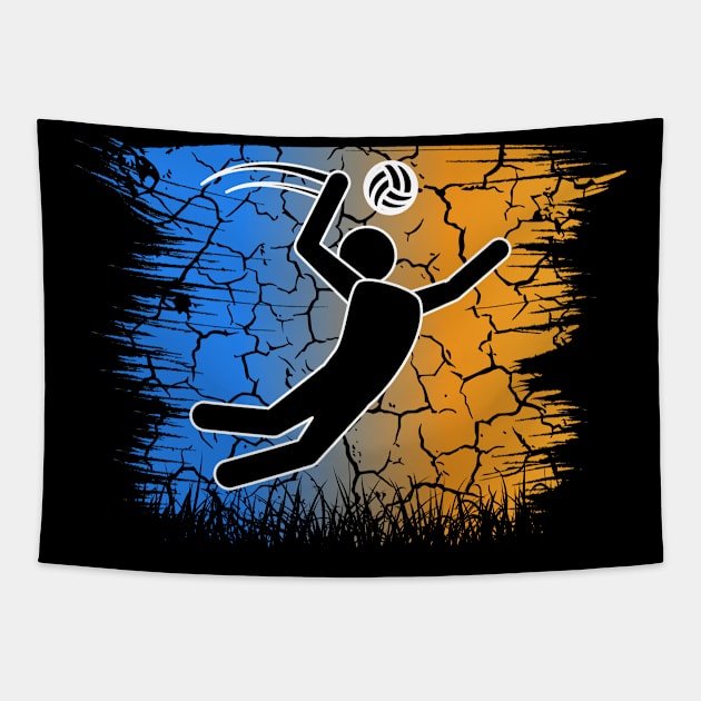 Travel back in time with beach volleyball - Retro Sunsets shirt featuring a player! Tapestry by Gomqes