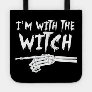 I'm with the witch funny Matching Halloween Couples Costume Tote