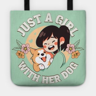 Just a Girl with her dog Corgi illustration II Tote