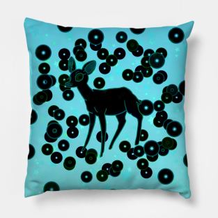 BLACK FAWN BLUE BACKGROUND Pillow