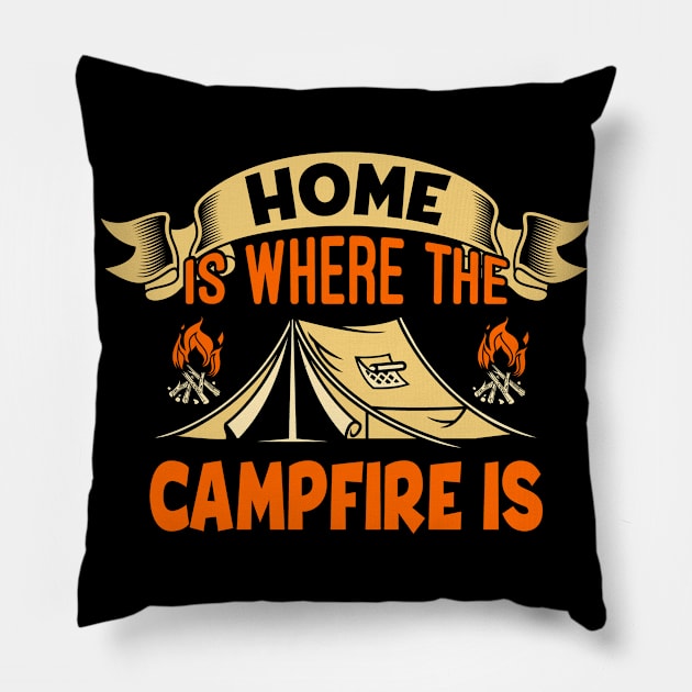 Camping Home Pillow by PixelArt