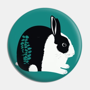 Cute Dutch Rabbit and Eucalyptus Leaves Pin