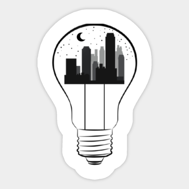 Light bulb city - Cityscape - Sticker