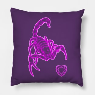 Purple scorpion with diamond heart Pillow