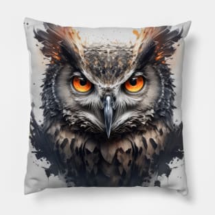 Owl Portrait Animal Painting Wildlife Outdoors Adventure Pillow