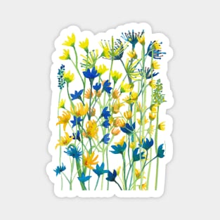 Wildflower meadow watercolor painting Magnet