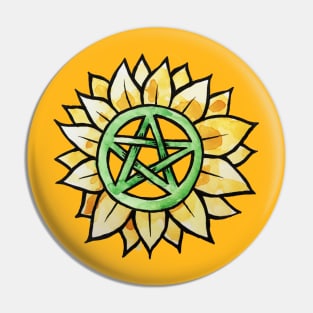 Sunflower Pentagram Green Witch Pin