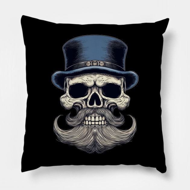 Skull with mustache Pillow by Merchgard