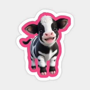 Cute Black And White Chibi Calf Magnet