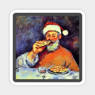 Santa is hungry for pizza Magnet