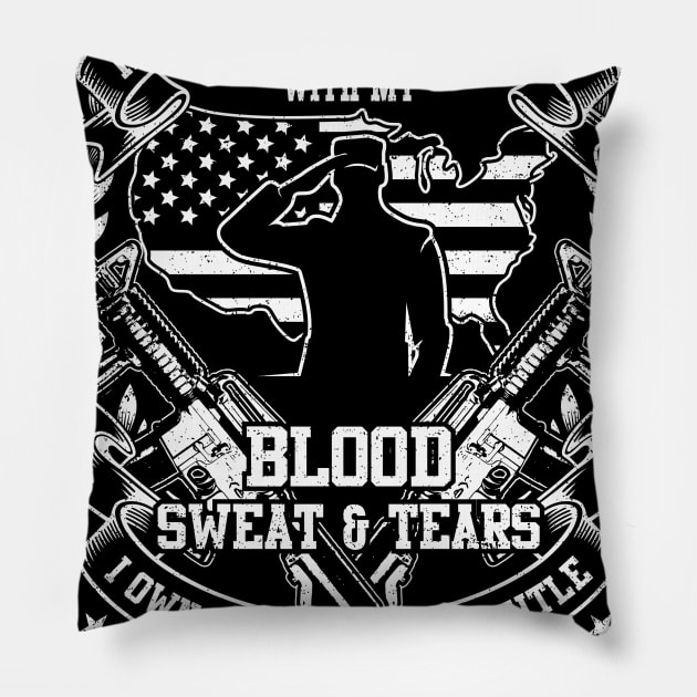 Blood Sweat and Tears Veteran Pillow by Imp's Dog House