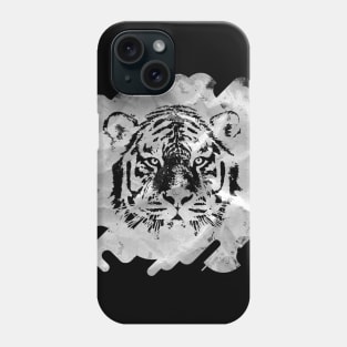 Black and white Tiger portrait  on paper canvas Phone Case