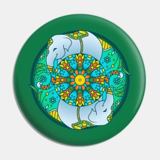 Elephant Animal Abstract Mandala Design Pin