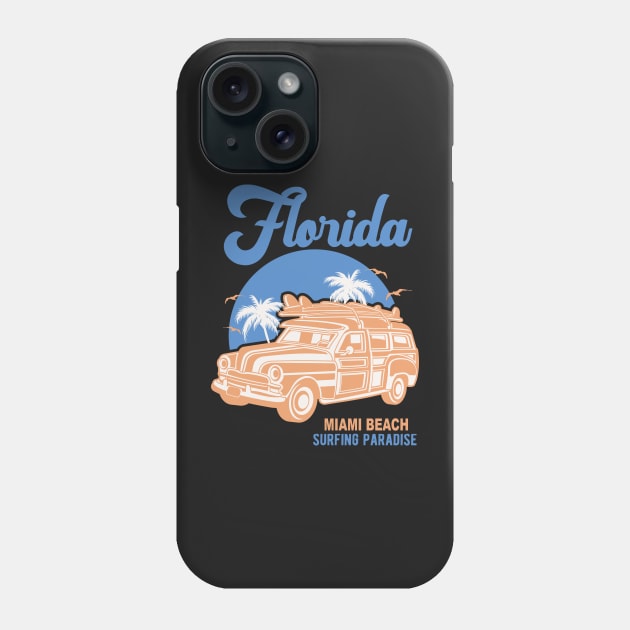 Florida Miami Beach Surfing Paradise Phone Case by bougieFire