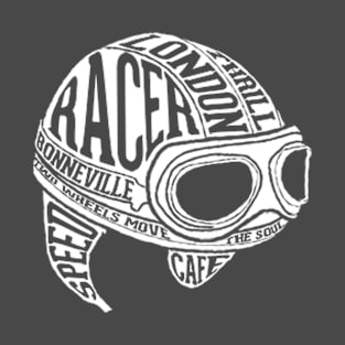 Motorcycle Series: Typographic Motorcycle Helmet (White Graphic) T-Shirt