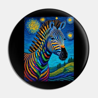 Zebra on starry night Pin