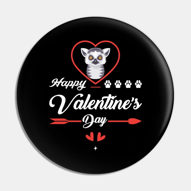 Funny Ring-tailed Lemur, Happy Valentines Day Gift For Lemur Lovers Pin by Art master