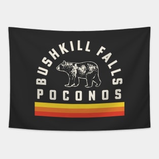 Bushkill Falls Poconos Pennsylvania Souvenir Bear Retro Vintage Stripes Tapestry