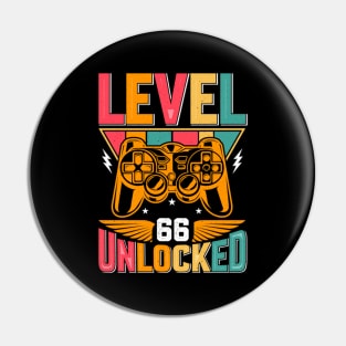 Level 66 Unlocked Awesome Since 1957 Funny Gamer Birthday Pin