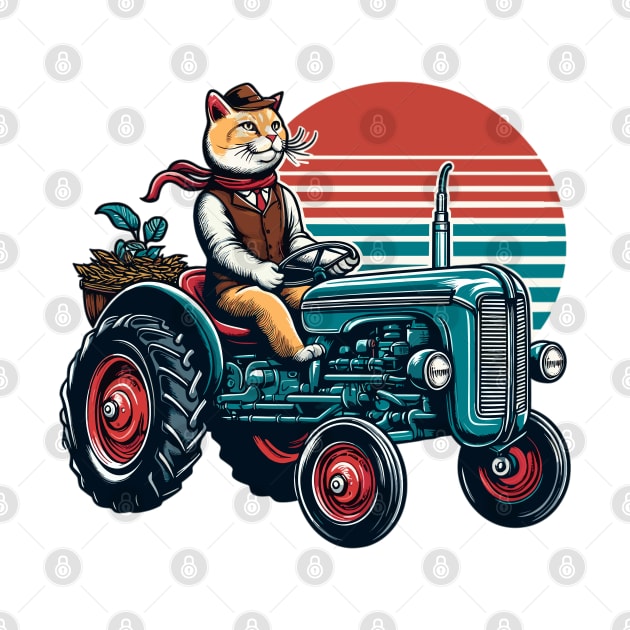 Funny Cat Driving A Tractor by Vehicles-Art