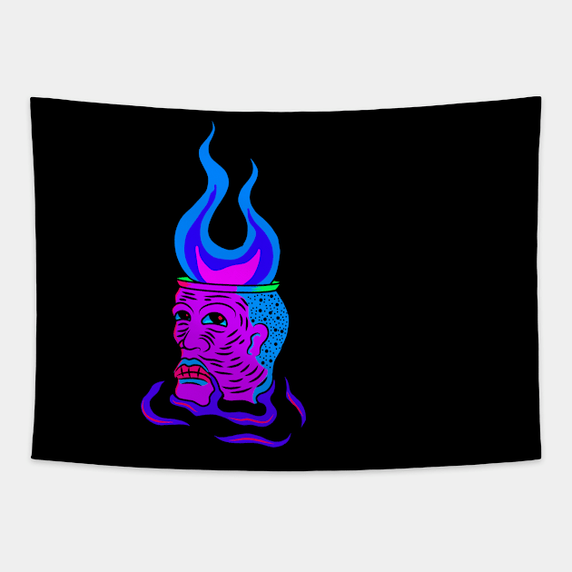 BURN YOUR HEAD, band merchandise, skate design Tapestry by Ancient Design