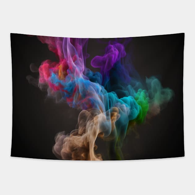 Colourful smoke on a black background Tapestry by KK-Royal