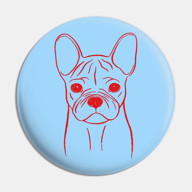 French Bulldog (Blue and Red) Pin by illucalliart