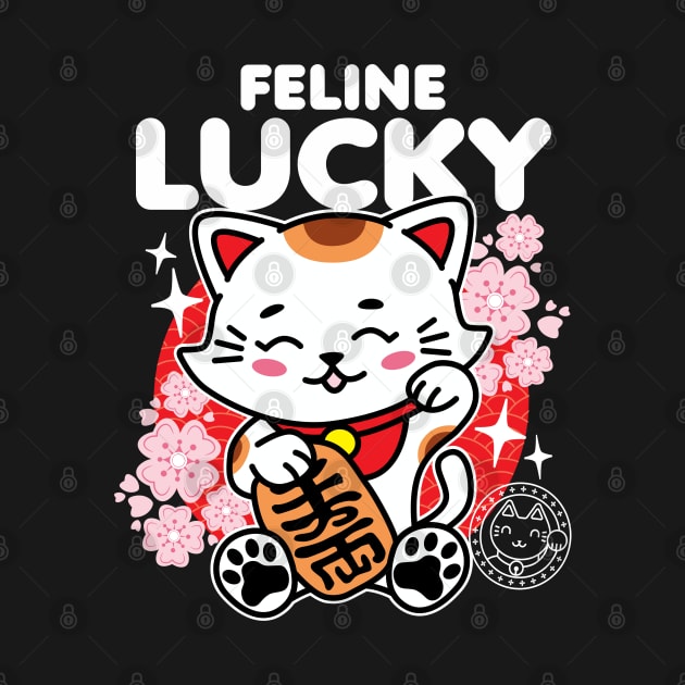 Feline Lucky Cat Japanes Art by DetourShirts