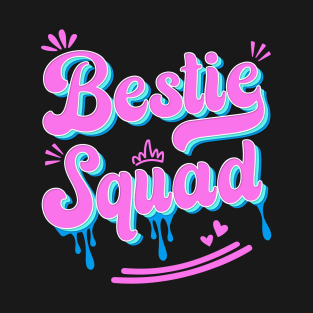 Bestie Squad Engagement Party Bride Friend Cute Pink Blue T-Shirt