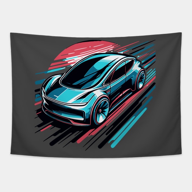 EV on Desert Highway Tapestry by JSnipe