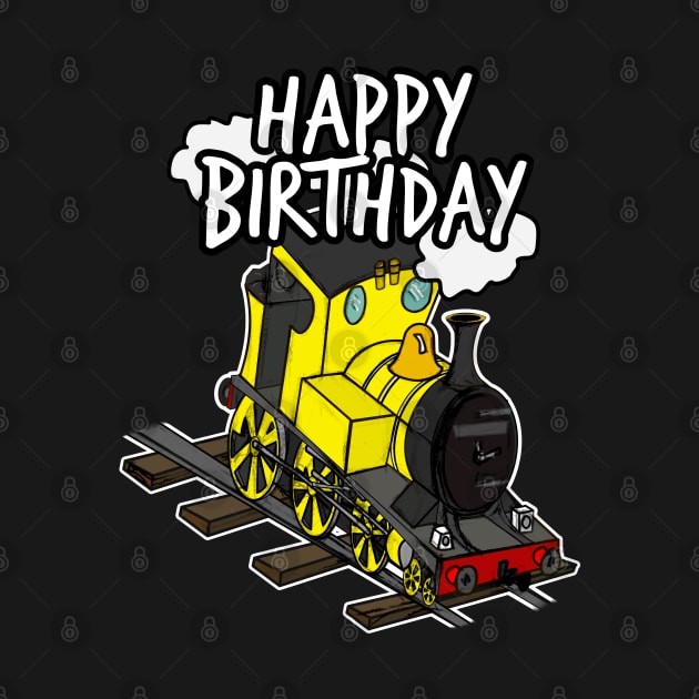 Birthday Train Steam Locomotive Railway Model Railroad (Yellow) by doodlerob