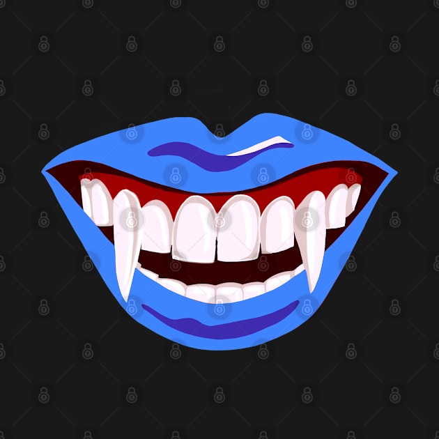 Halloween Dracula vampire fags mouth blue lips by PG Illustration