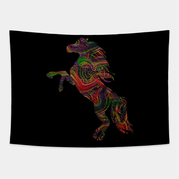 Horse Lovers Vibrant Artists String Illustration Tapestry by grendelfly73