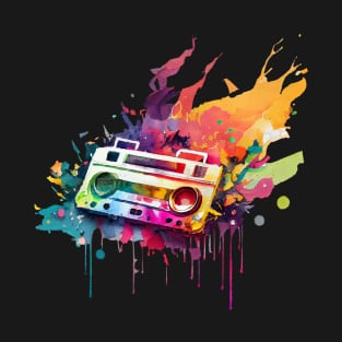 Funky Music Tape Recorder, Watercolour Painting T-Shirt