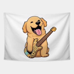 Golden Retriever Bass Player Tapestry