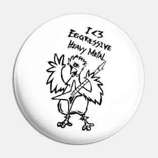 Heavy Metal Band Guitarist Chicken Guitar Playing Chick Gift Pin