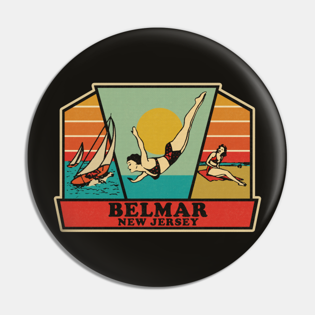 Vintage Belmar New Jersey Travel Decal Belmar New Jersey Pin
