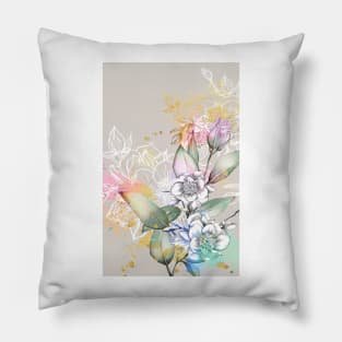 Magnolia Gold Flowers Celestes Studio© Pillow