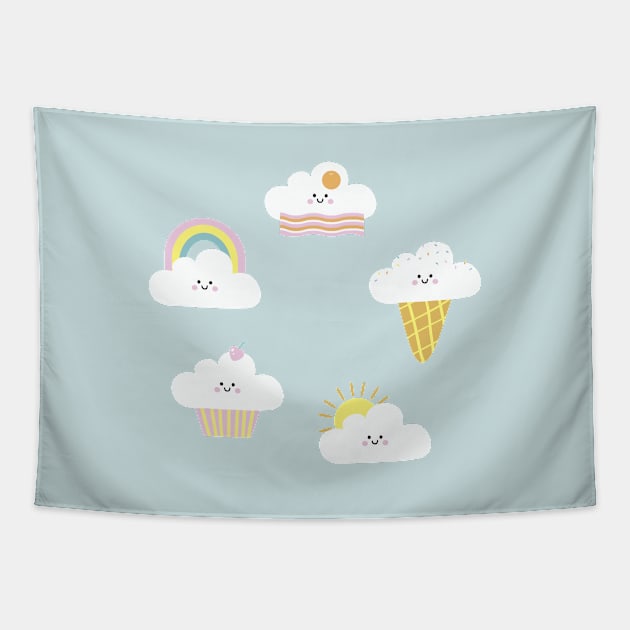 Happy Clouds Tapestry by noeyedeer