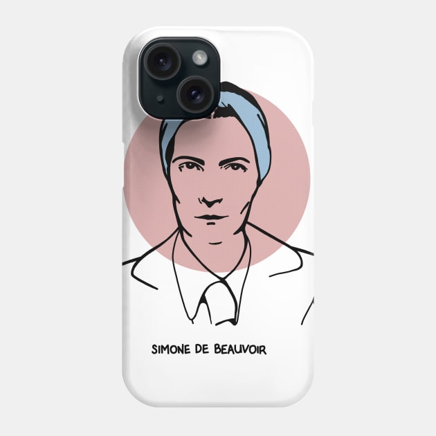 Simone de Beauvoir - Original Stylized Retro Graphic Design Phone Case by DankFutura