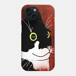 Cute Tuxedo Cat with mischief as a grunge  Copyright TeAnne Phone Case