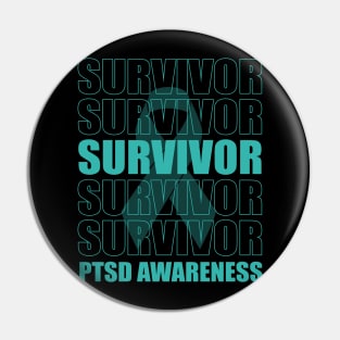 PTSD Survivor, PTSD Awareness, Teal Ribbon Pin