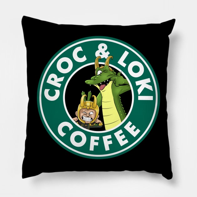 Croc & Loki Coffee Pillow by peekxel