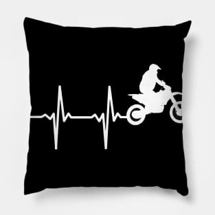 Motocross Heartbeat Gift For Motocross Riders & Bikers Pillow