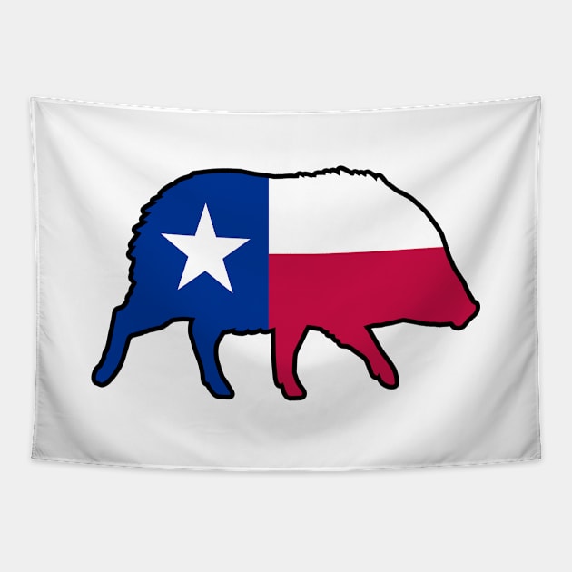 Javelina Silhouette with Texas Flag Tapestry by Coffee Squirrel