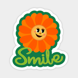 Old Time Vintage Smiling Flower Magnet