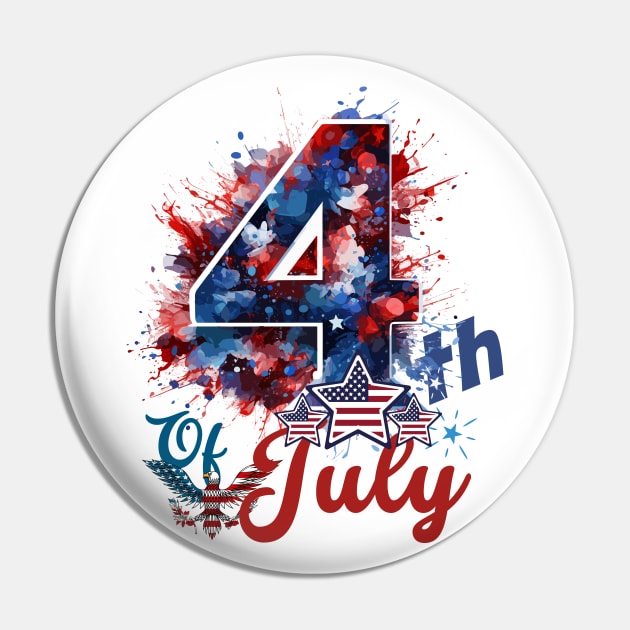 Colorful 4th of July Celebration: Eagle, Flags, and Festive Spirit Pin by theworthyquote