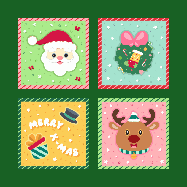 Four Festive Treasures. Christmas joy logo design by Al-loony