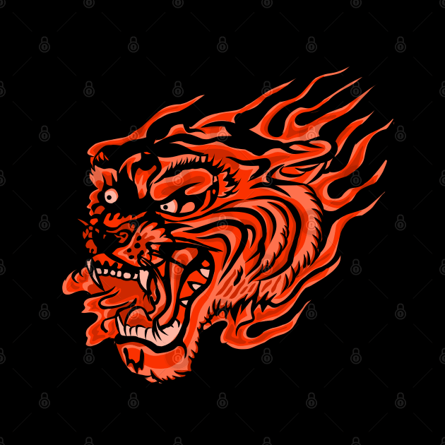 Tribal angry tiger head by EPDICAY