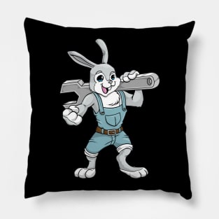 Rabbit as mechanic with wrench Pillow